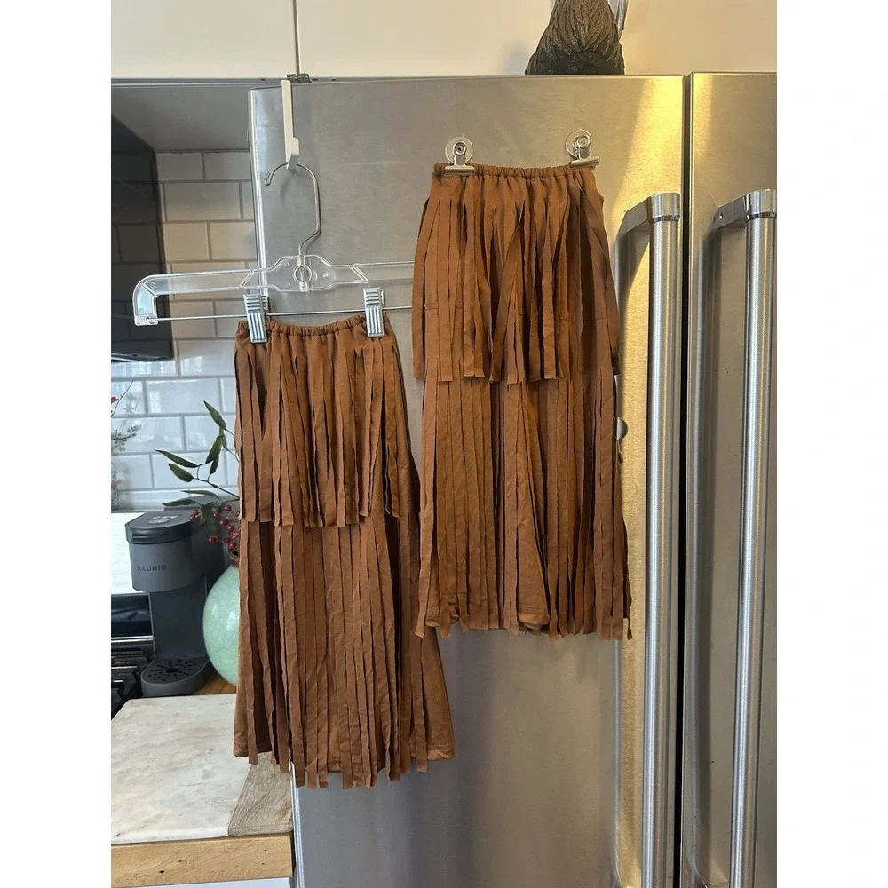 Fringe Boot/ Leg Warmers Elastic Brown Festival Rodeo Horse Ride Line Dance Fair